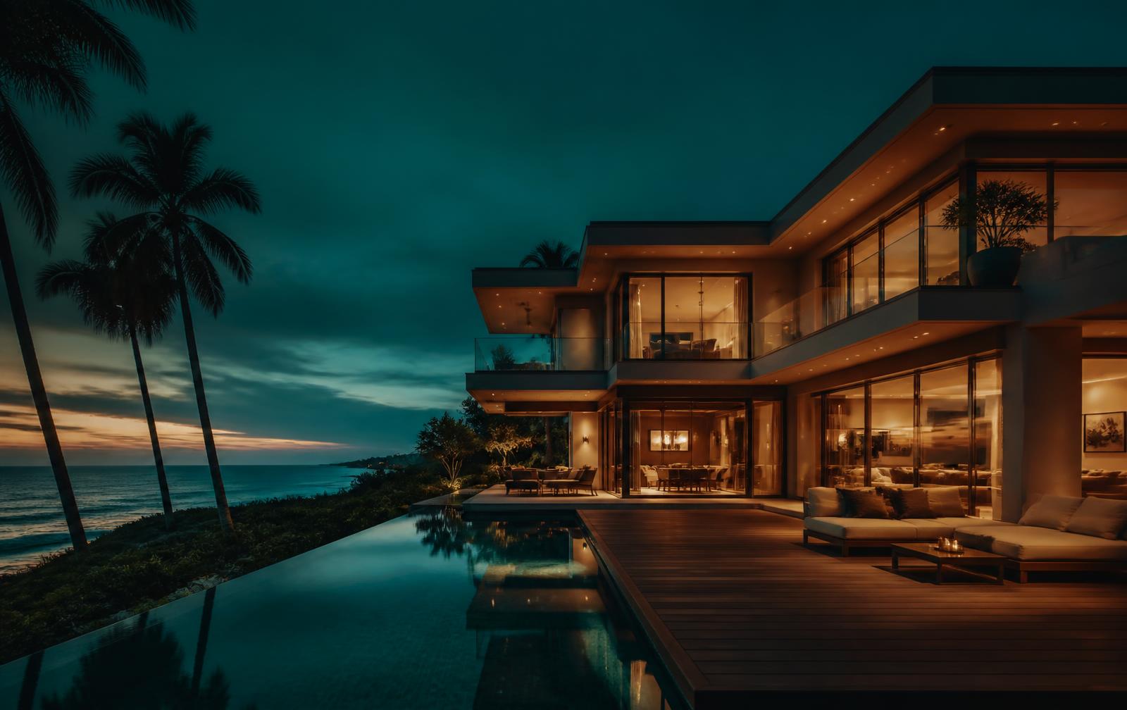 Colorado mountain-view home exterior at dusk